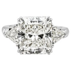 Verlobungsring mit drei Steinen, GIA-zertifizierter 7.41 Karat Diamant im Strahlenschliff