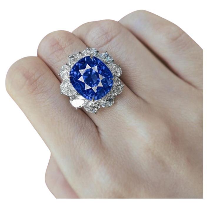 GIA Certified 7.43 Carat Blue Unheated Diamond Engagement Ring is a remarkable piece. The GIA certification adds assurance of quality, as it is one of the most respected grading organizations. At 7.43 carats, this sapphire is significant in size,