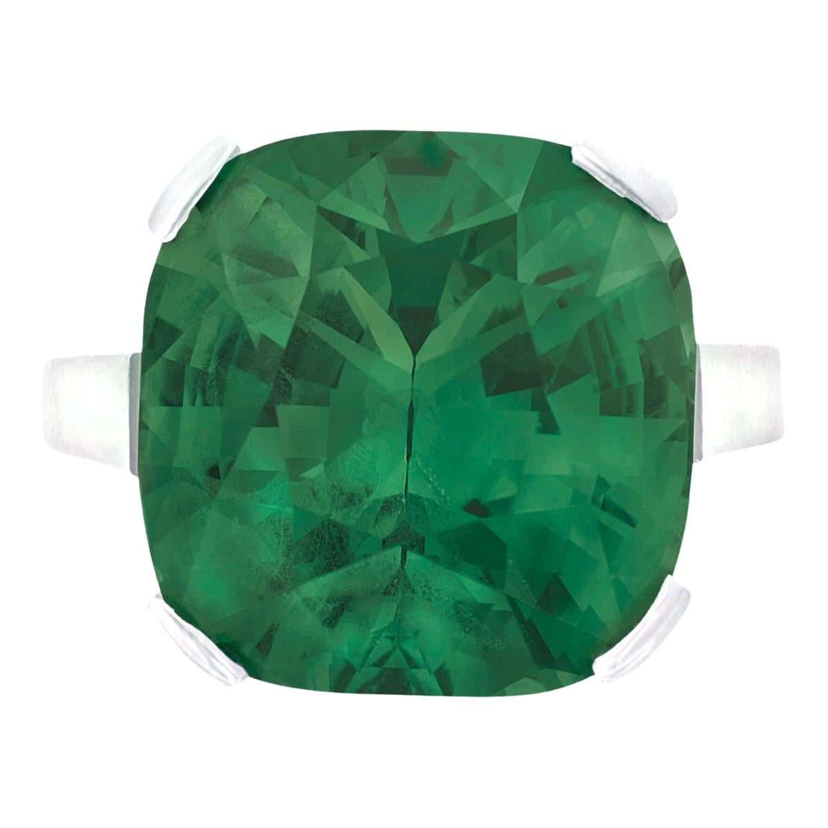 Anello in platino con smeraldo taglio cuscino da 7,44 carati certificato GIA in vendita