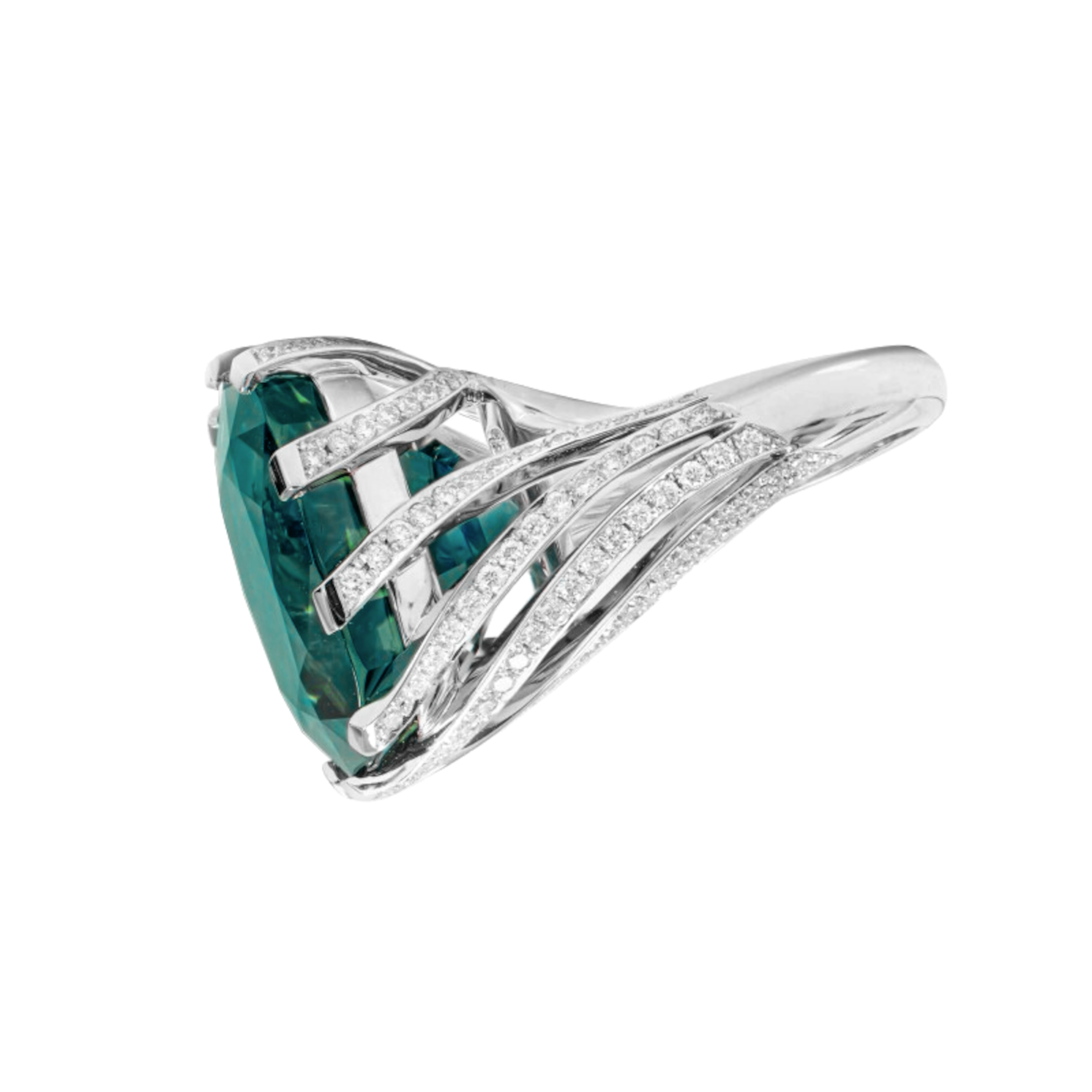Contemporain Bague avec diamant émeraude certifiée GIA de 7.44 carats en vente