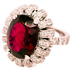 GIA Certified 7.46 ct Rubellite Tourmaline Diamond Cocktail Ring