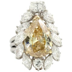 GIA Certified 7.49 Cart Pear Shaped Fancy Brownish Yellow Diamond Ringdent