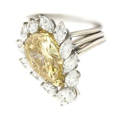 GIA Certified 7.49 Cart Pear Shaped Fancy Brownish Yellow Diamond Ringdent