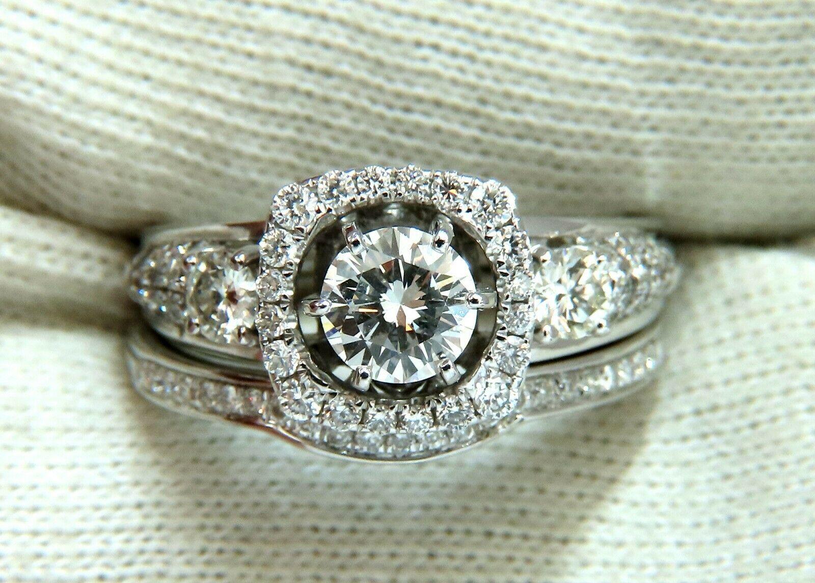 GIA Certified .74 Carat Round Cut Diamond and 1.00 Carat Ring 14 Karat and Band For Sale 4