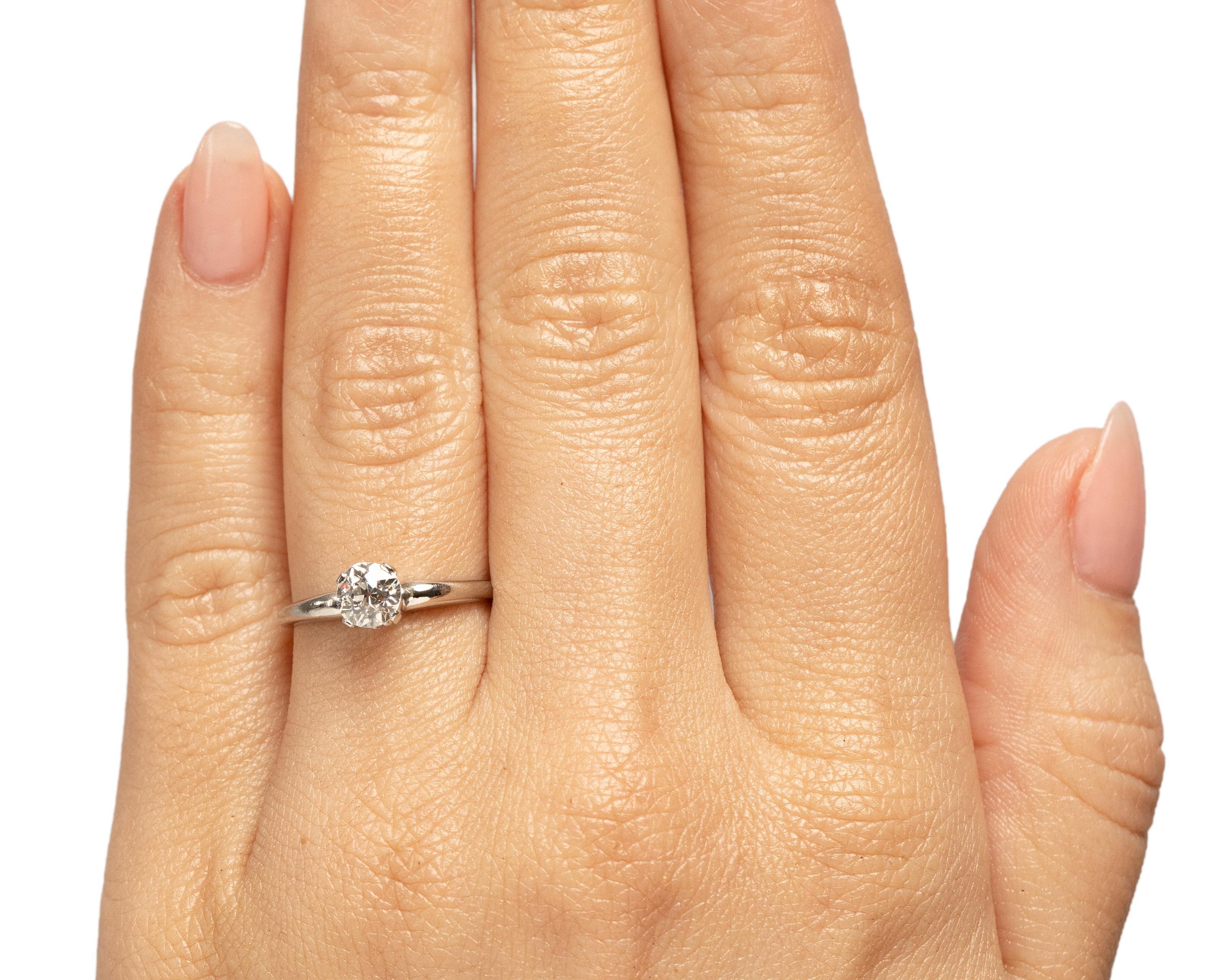 GIA-zertifizierter .75 Karat Art Deco Diamant Platin Verlobungsring im Angebot 1