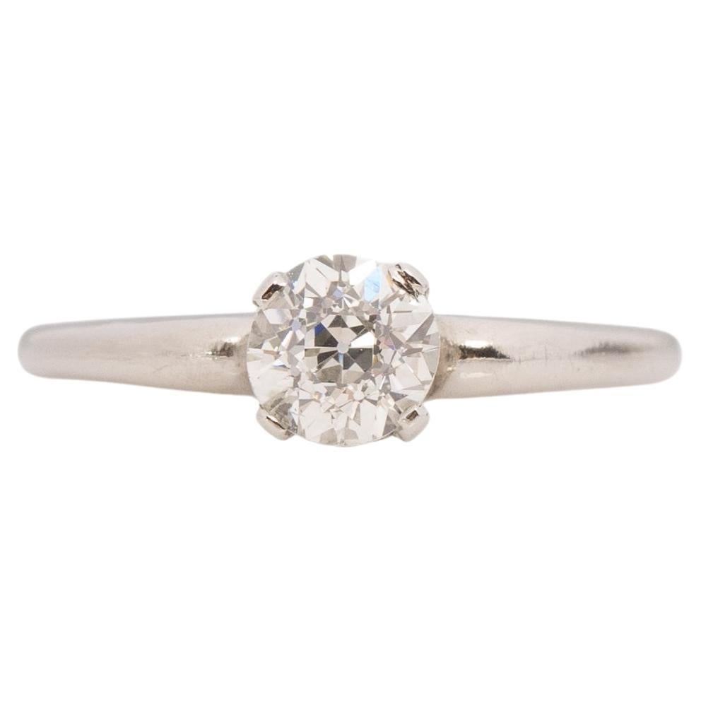 Gia Certified .75 Carat Art Deco Diamond Platinum Engagement Ring For Sale