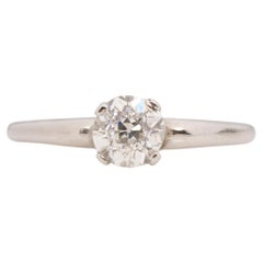 GIA-zertifizierter .75 Karat Art Deco Diamant Platin Verlobungsring