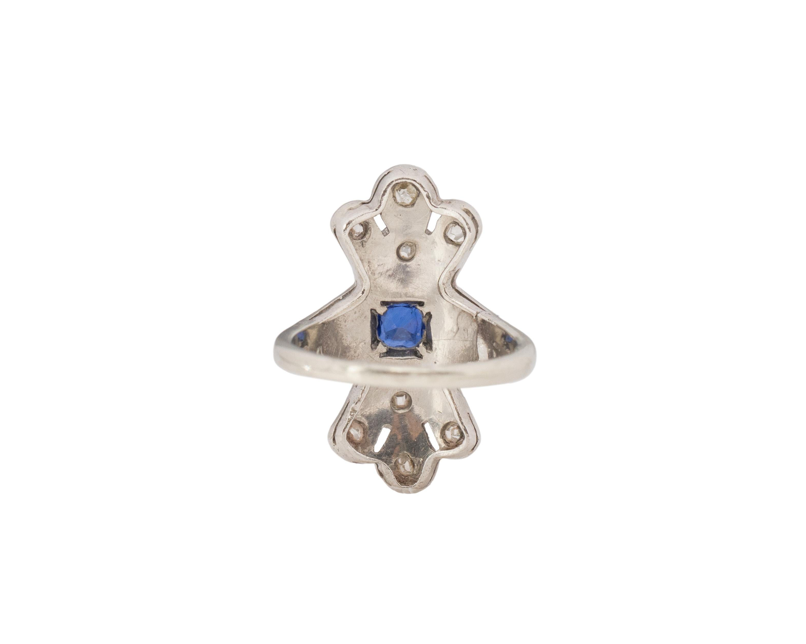 Bague de fiançailles en or blanc 14 carats avec saphir Art déco de 0,75 carat certifié par le GIA Bon état - En vente à Hicksville, NY