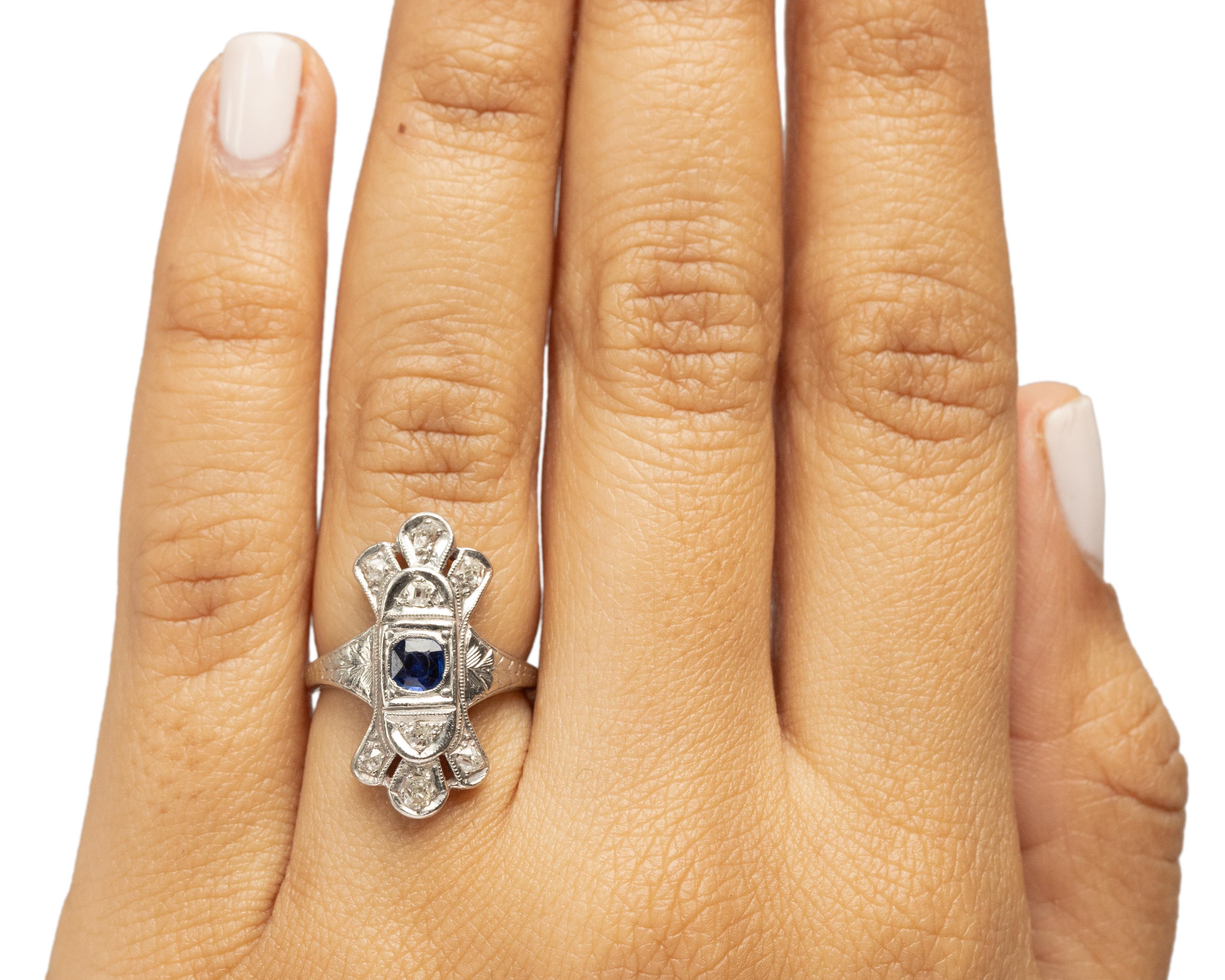 Bague de fiançailles en or blanc 14 carats avec saphir Art déco de 0,75 carat certifié par le GIA en vente 1