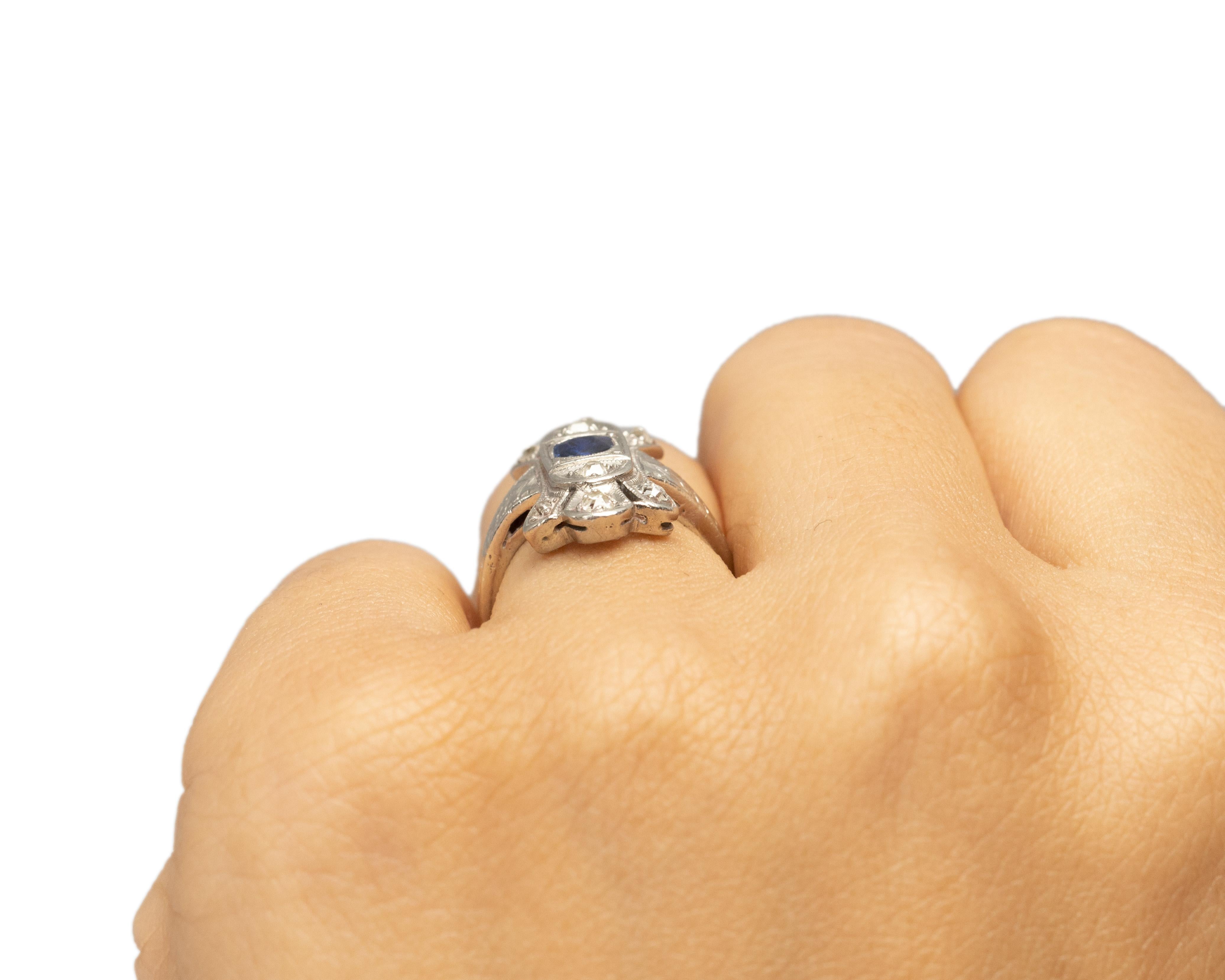 Bague de fiançailles en or blanc 14 carats avec saphir Art déco de 0,75 carat certifié par le GIA en vente 2