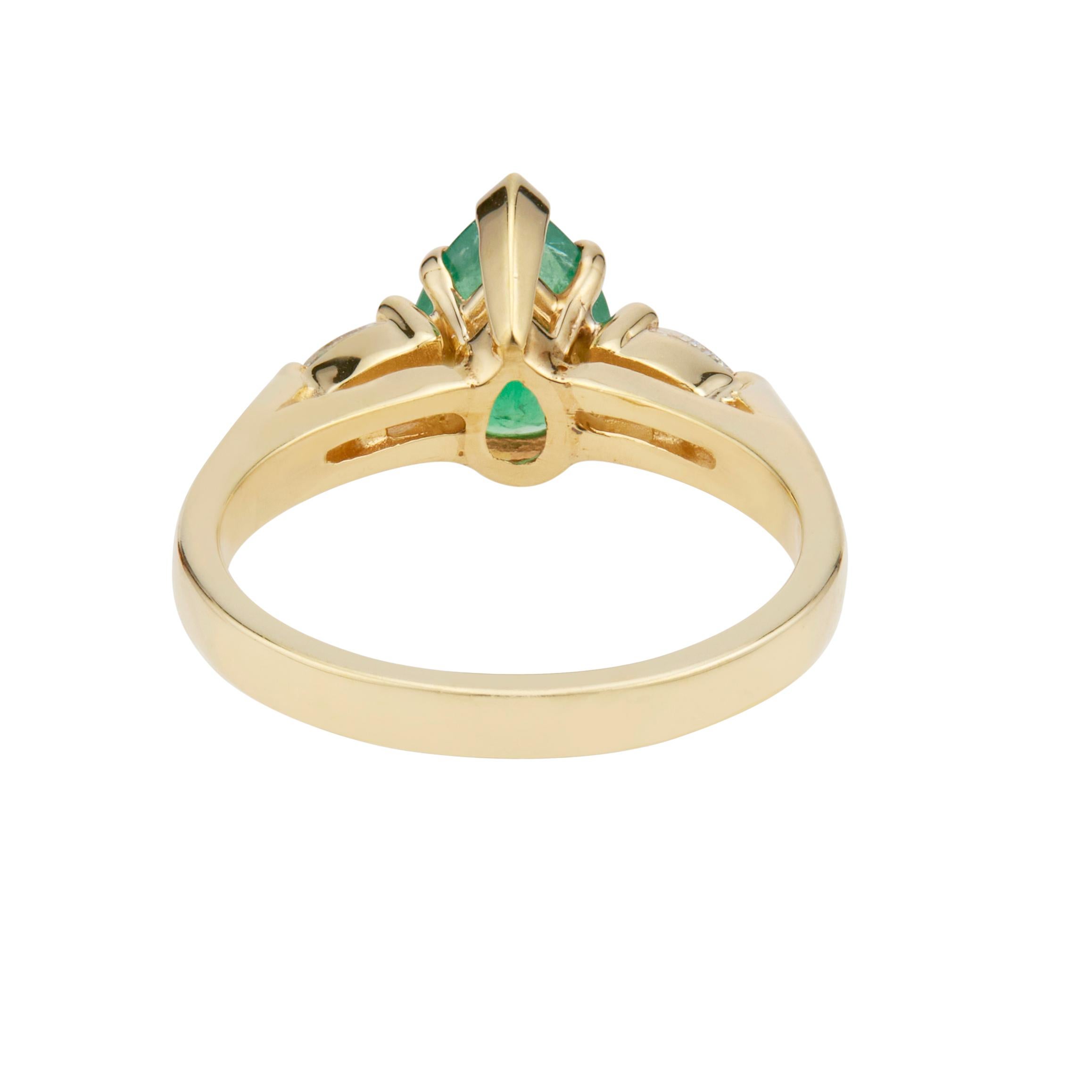 Emerald Cut GIA Certified .75 Carat Emerald Diamond Yellow Gold Three-Stone Engagement Ring