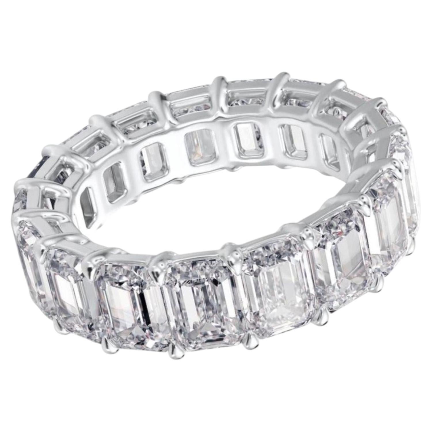 GIA Certified 7.5ct Emerald Cut Diamond Eternity Band in Platinum