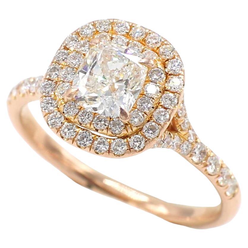 GIA Certified .75 Carat G VS1 Cushion Double Halo Rose Gold Engagement Ring