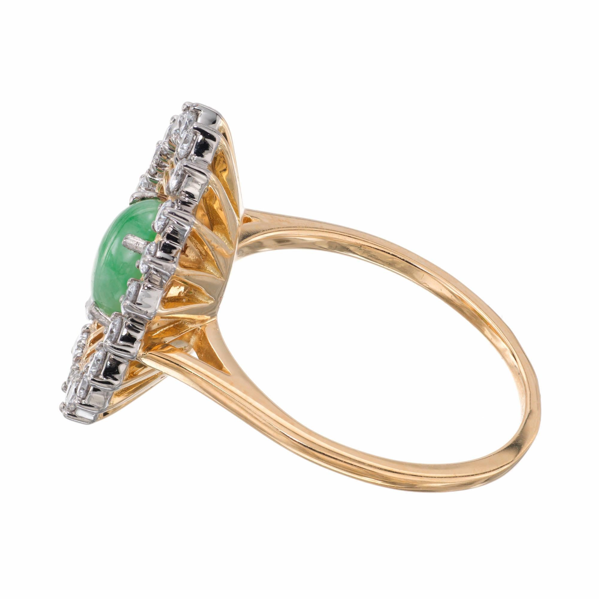 GIA Certified .75 Carat Jadeite Jade Diamond Yellow Gold Cocktail Ring In Good Condition For Sale In Stamford, CT