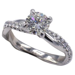 GIA Certified .75 Carat K VVS2 Round Diamond Twist Engagement Ring