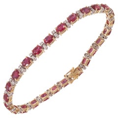 GIA Certified 7.5 Carat Oval Ruby Diamond Yellow Gold Bracelet