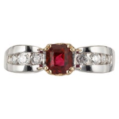 GIA Certified .75 Carat Ruby Diamond Gold Engagement Ring