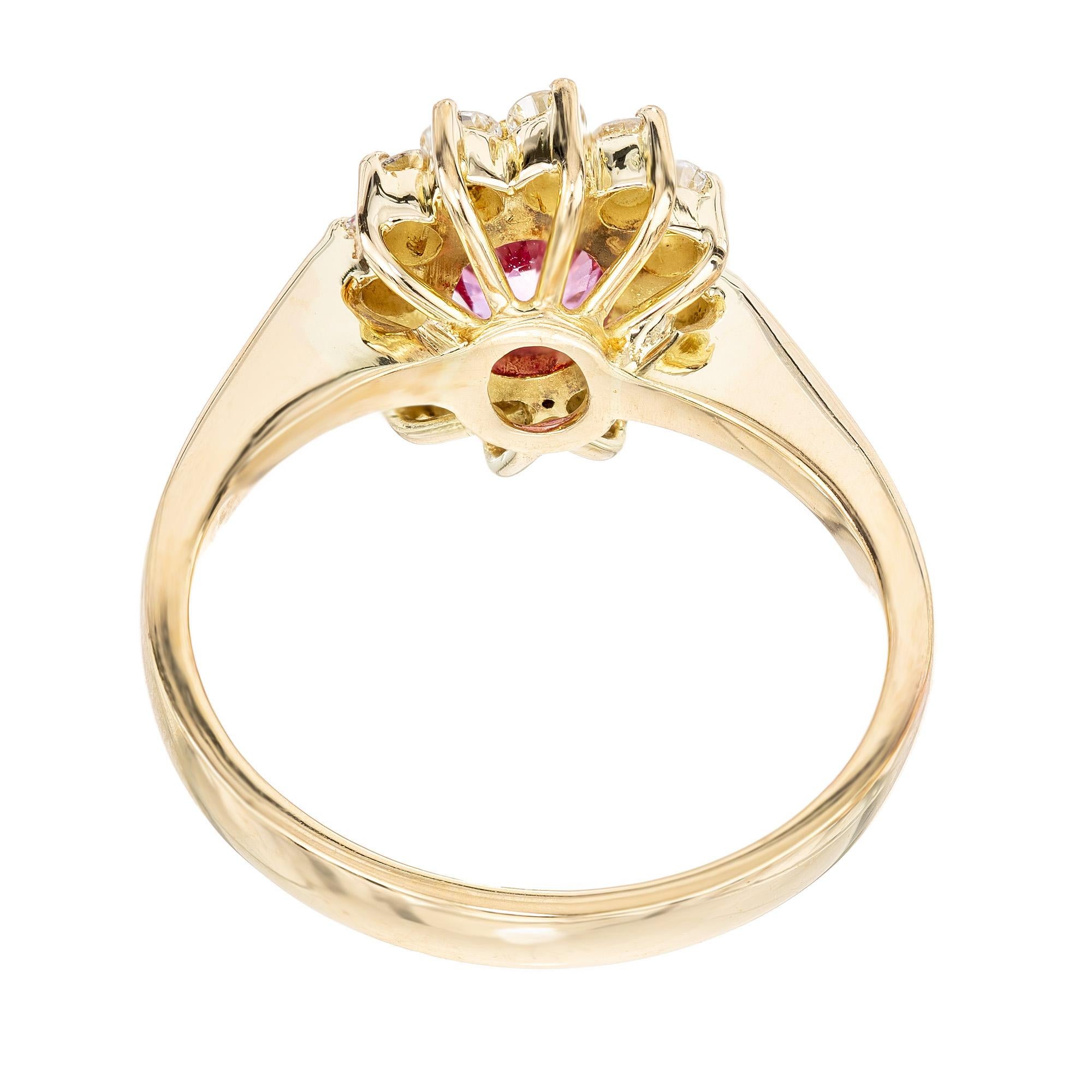 De las mujeres GIA Certified .75 Oval Natural Zafiro Rosa Diamante Anillo de compromiso de oro en venta