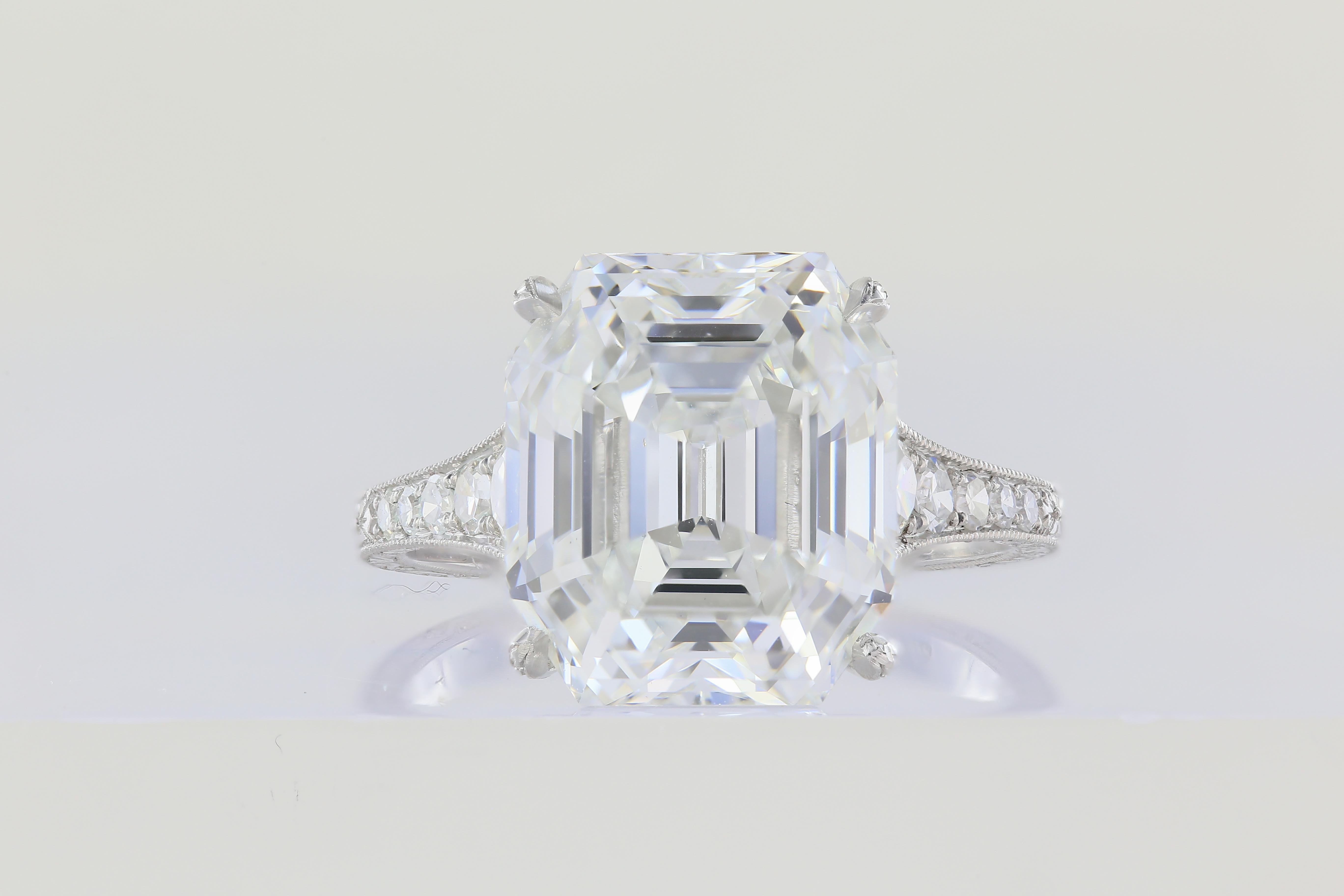 Asscher Cut 7.51 Carat Asscher F VS1 GIA Cut Engagement Ring For Sale