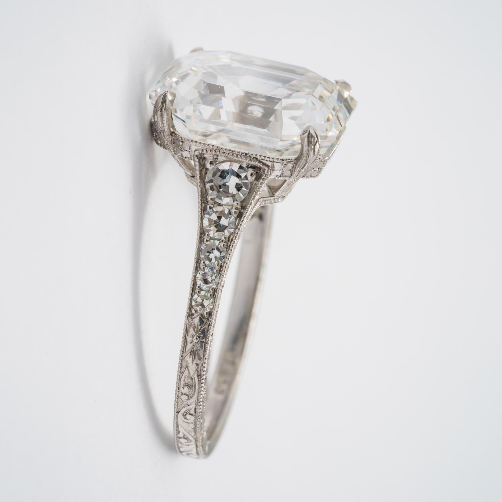 Women's 7.51 Carat Asscher F VS1 GIA Cut Engagement Ring For Sale