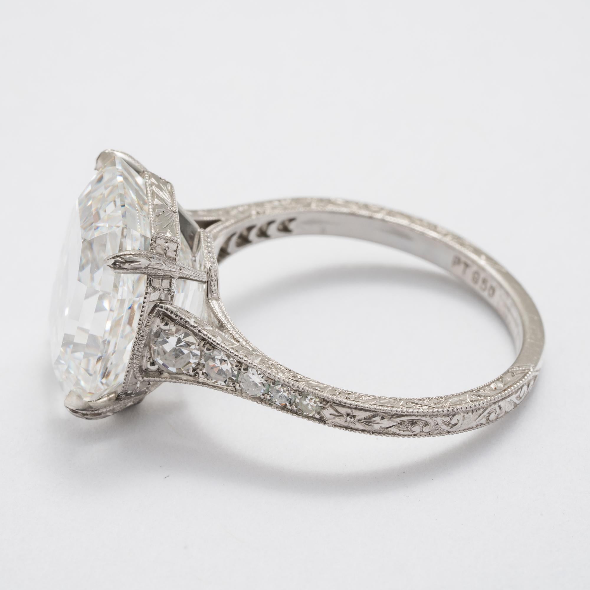 7.51 Carat Asscher F VS1 GIA Cut Engagement Ring For Sale 1
