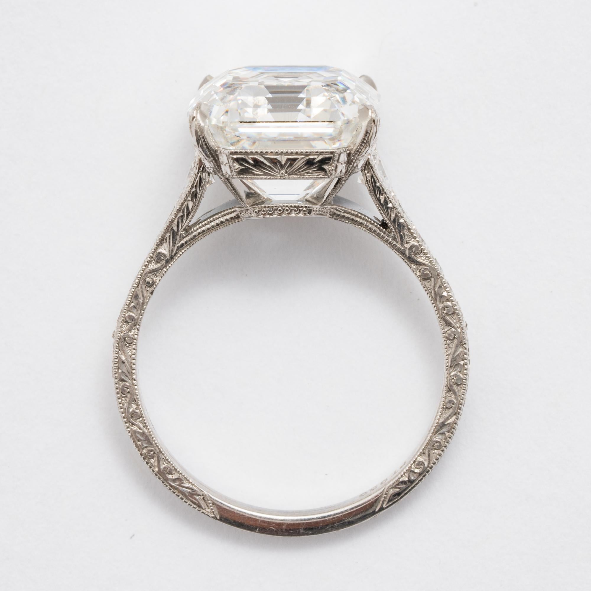 7.51 Carat Asscher F VS1 GIA Cut Engagement Ring For Sale 2