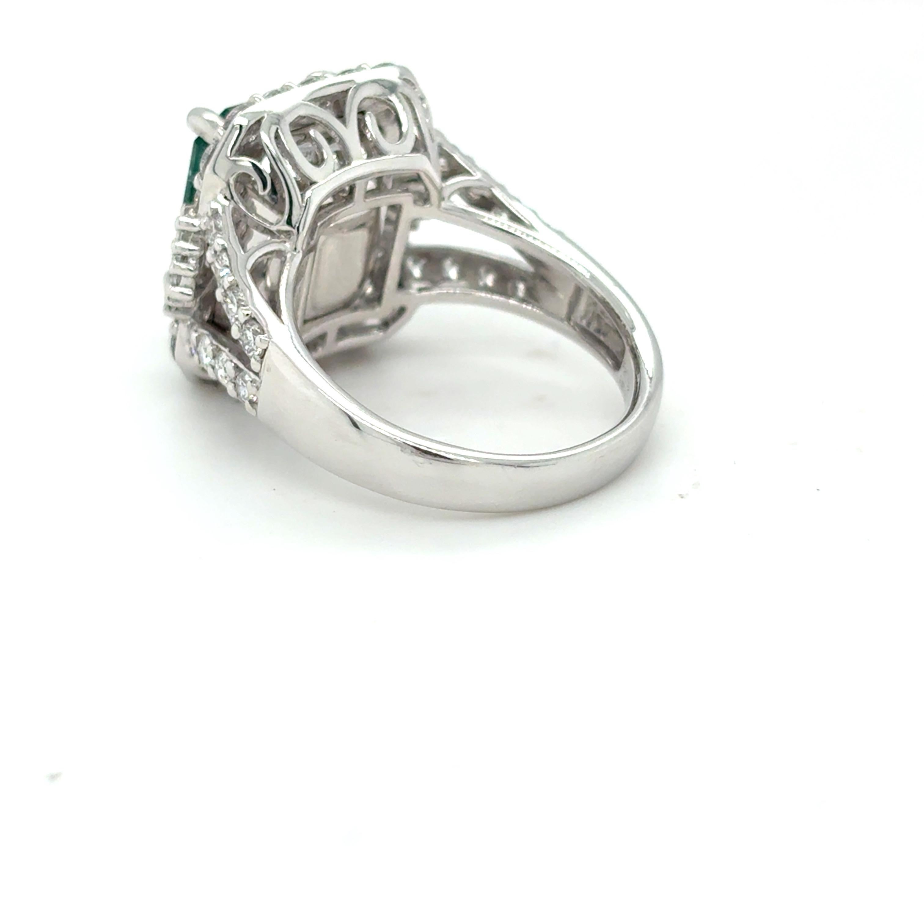 GIA-zertifizierter 7,52 Karat Smaragd-Diamant-Cocktailring mit Oktagonschliff im Angebot 2