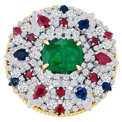 GIA Certified 7.55 Carat Natural Emerald 18 Karat White and Rose Gold Ring