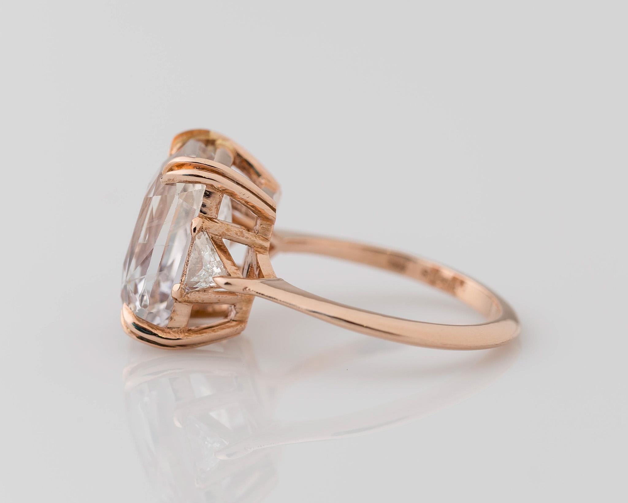 Bague de fiançailles avec saphir rose clair naturel certifié GIA de 7,56 carats et diamants Neuf - En vente à Los Angeles, CA
