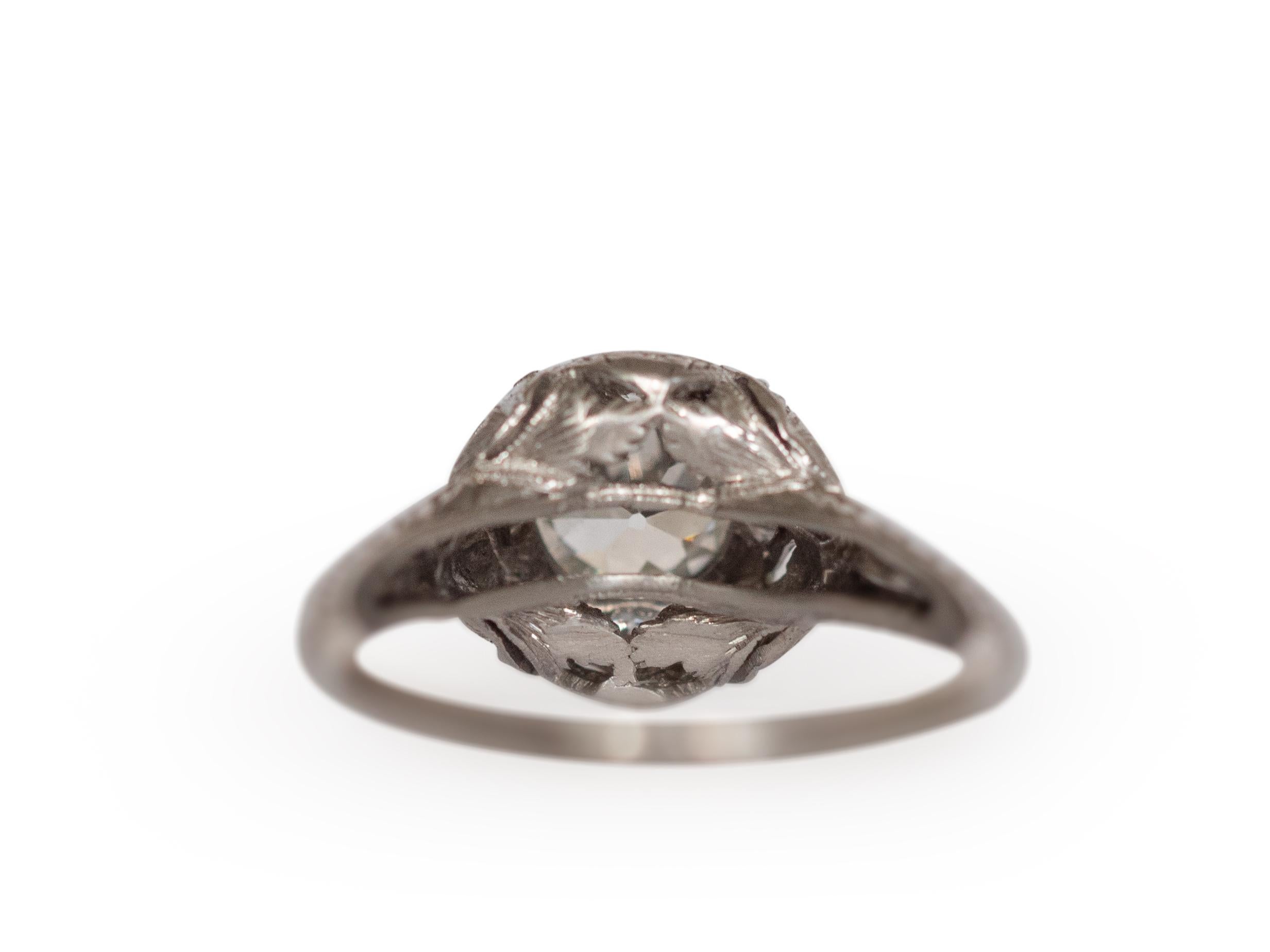GIA-zertifizierter Platin-Verlobungsring mit 0,76 Karat Diamant (Alteuropäischer Schliff) im Angebot
