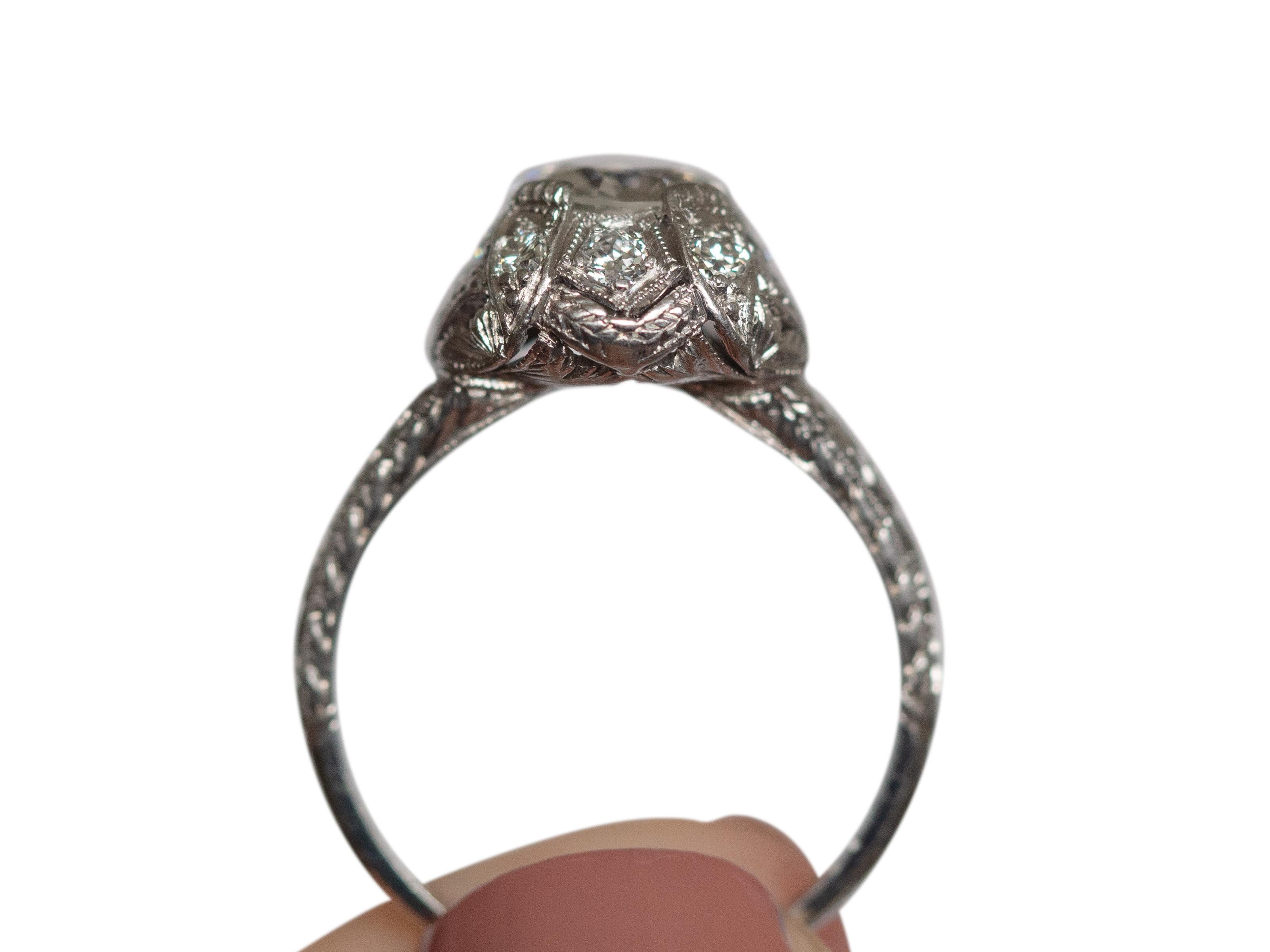 Art Deco GIA Certified .76 Carat Diamond Platinum Engagement Ring For Sale