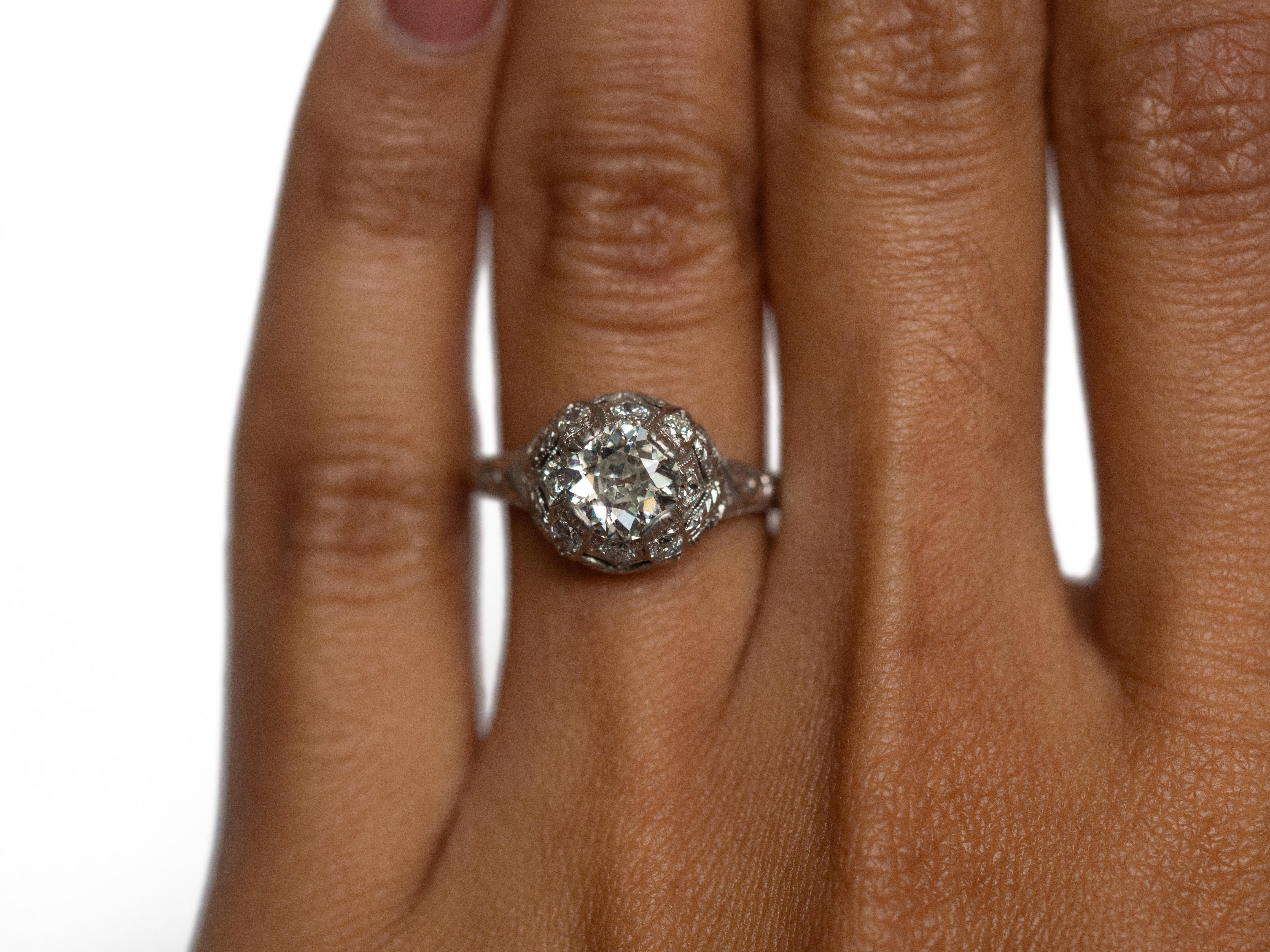 Old European Cut GIA Certified .76 Carat Diamond Platinum Engagement Ring For Sale