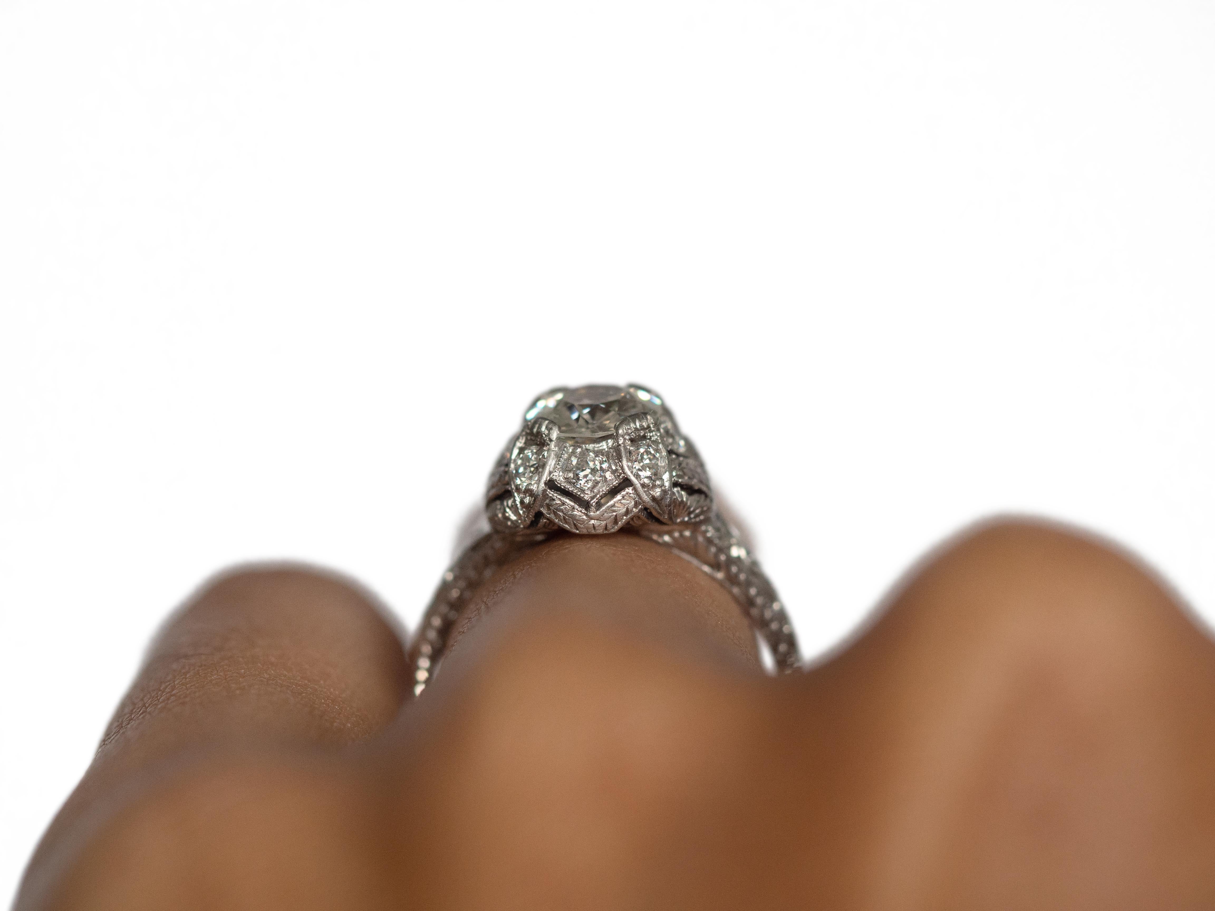 Bague de fiançailles en platine avec diamants de 0,76 carat certifiés GIA en vente 2