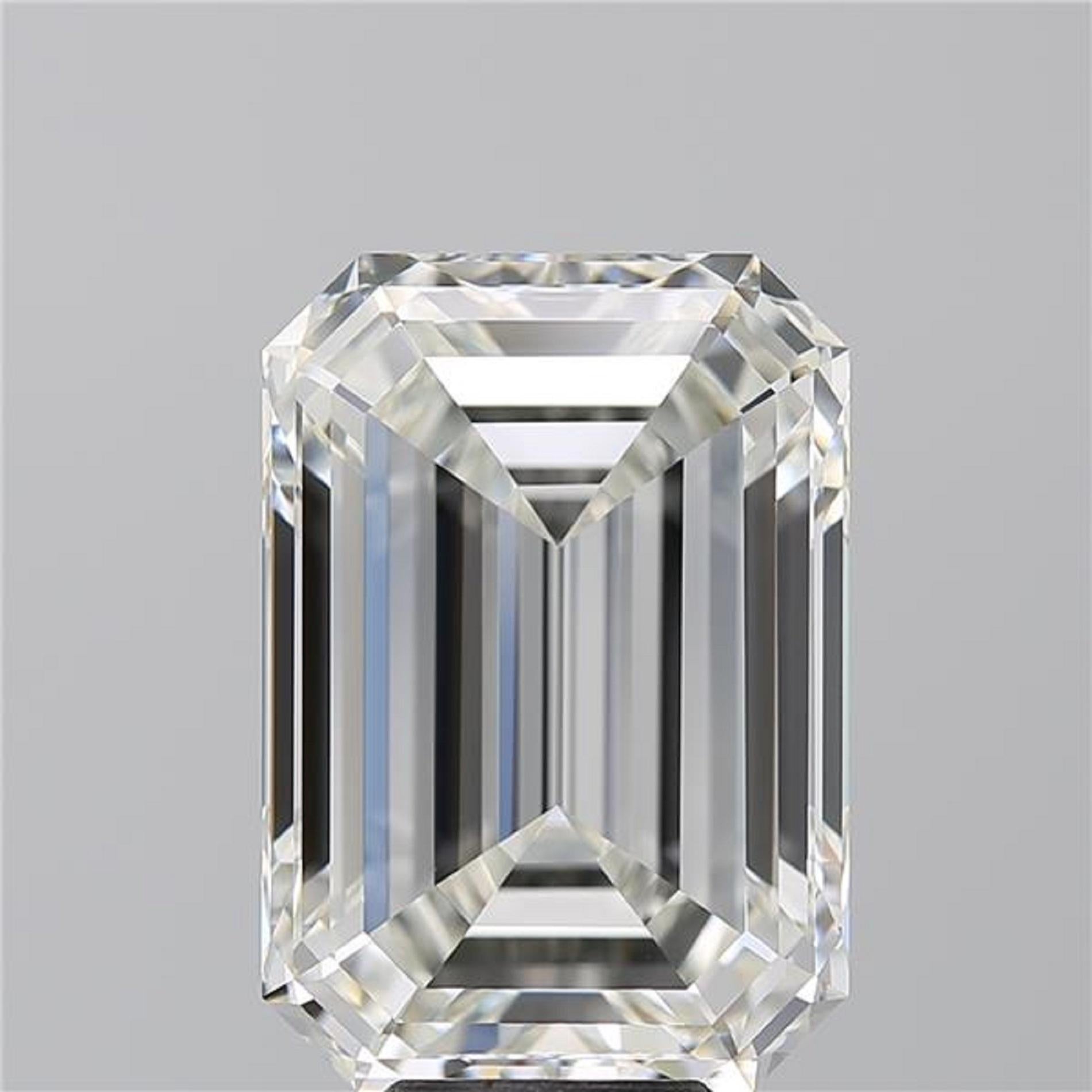 Cette bague exquise est ornée d'un époustouflant diamant taille émeraude de 7 carats certifié GIA, réputé pour sa clarté et sa taille remarquables. Le diamant est classé 