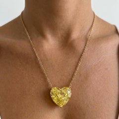 GIA Certified 7.60 Carat Fancy Yellow Heart Shape Diamond Pendant Necklace