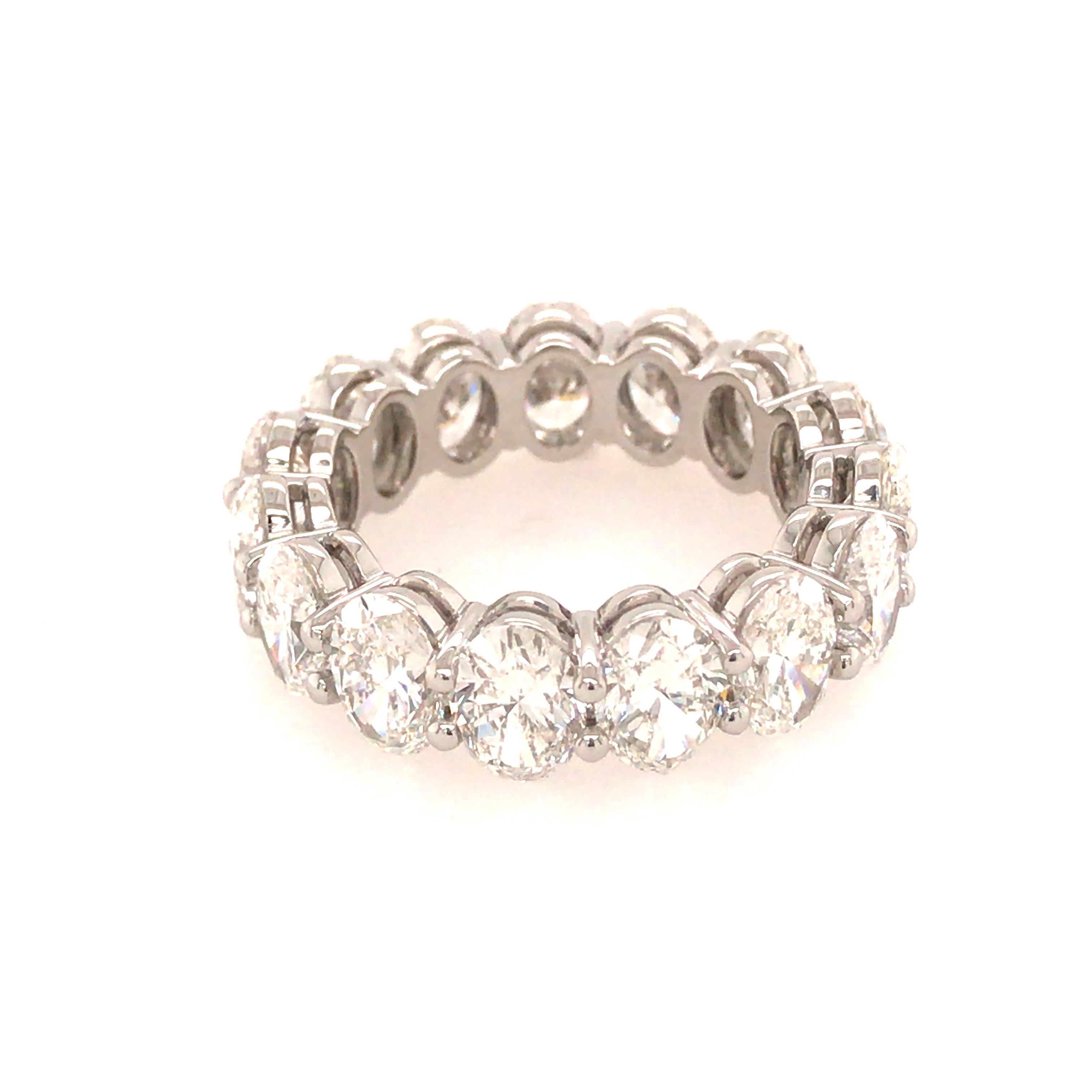 Oval Cut GIA Certified 7.60 Carat Oval Diamond Eternity Band in Platinum