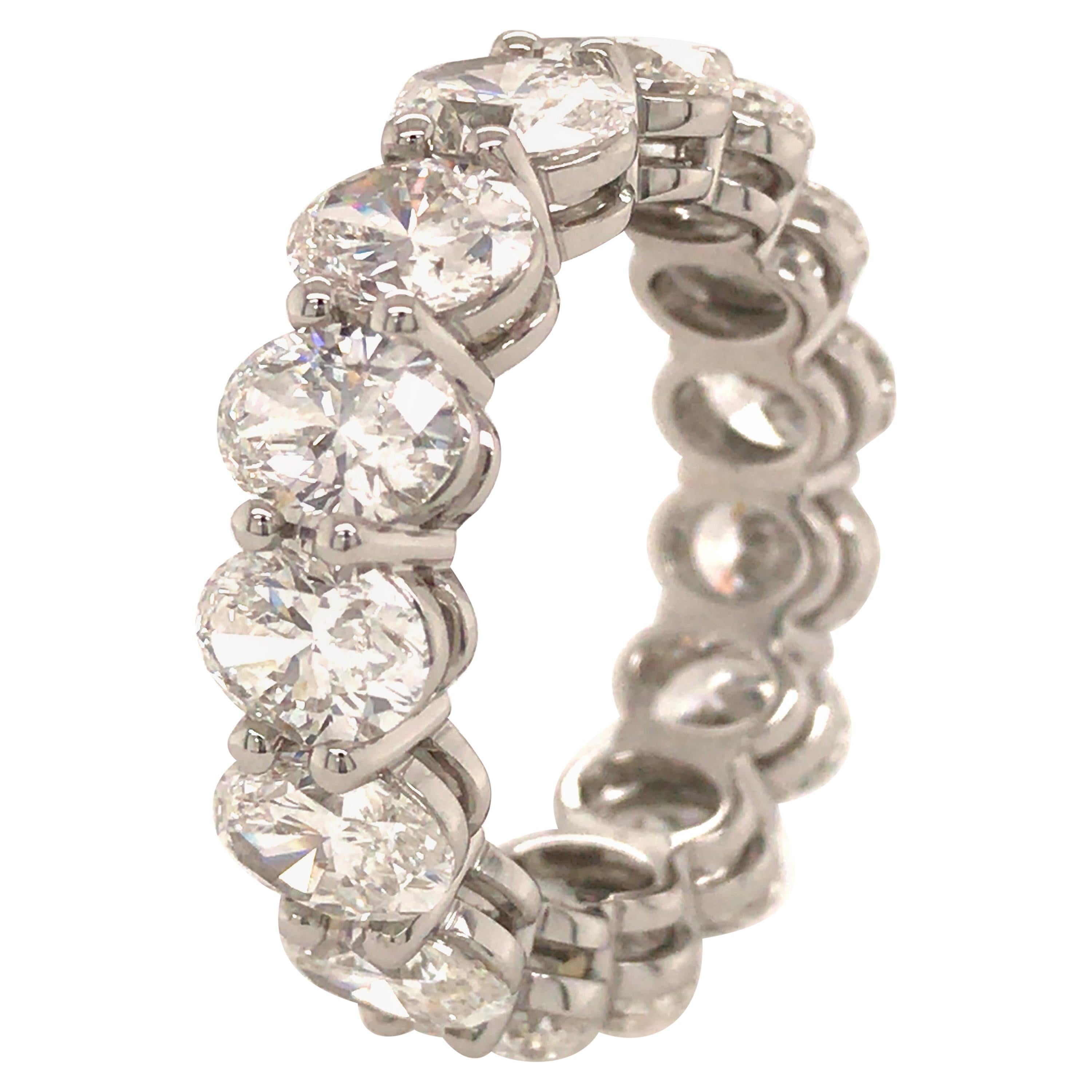 GIA Certified 7.60 Carat Oval Diamond Eternity Band in Platinum