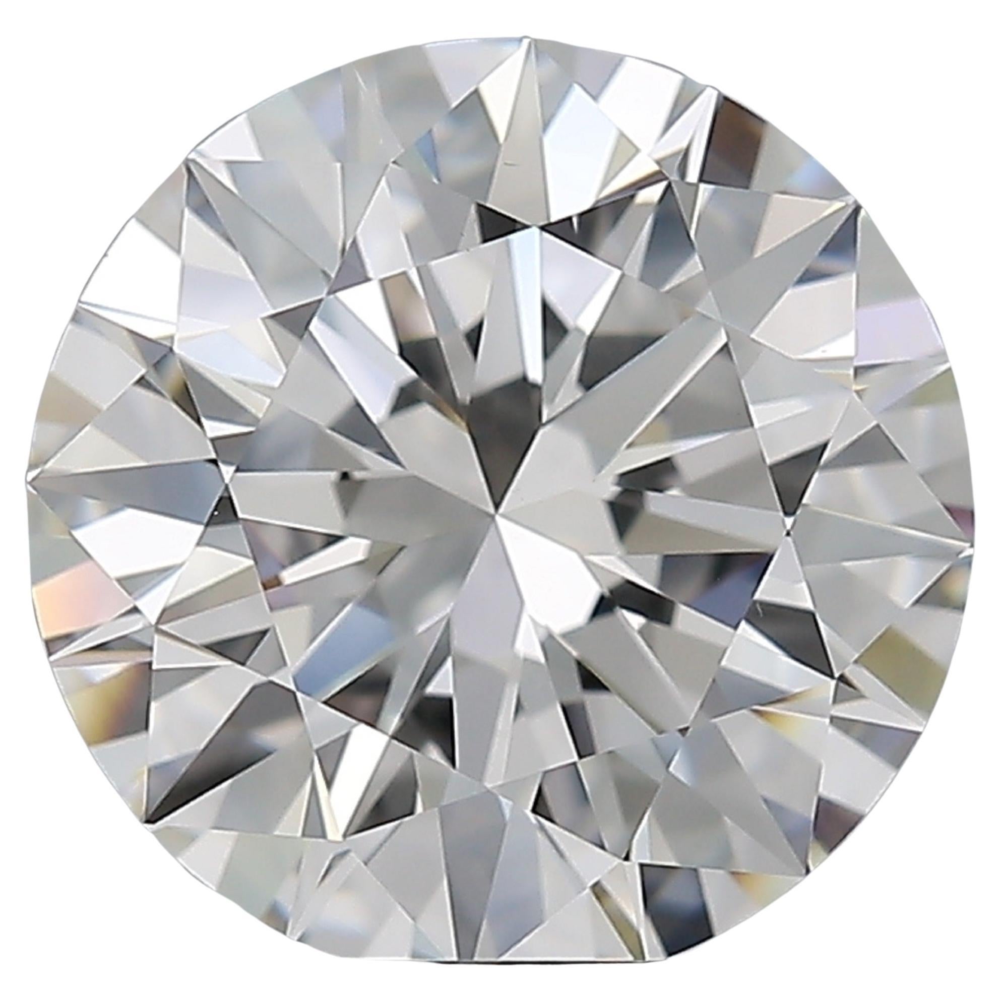 This magnificent engagement solitaire ring features a breathtaking 7.01 carat round cut diamond as it's centerpiece, set in a classic platinum band. 

The diamond boasts a color grade of H, offering a subtle warmth that enhances its natural