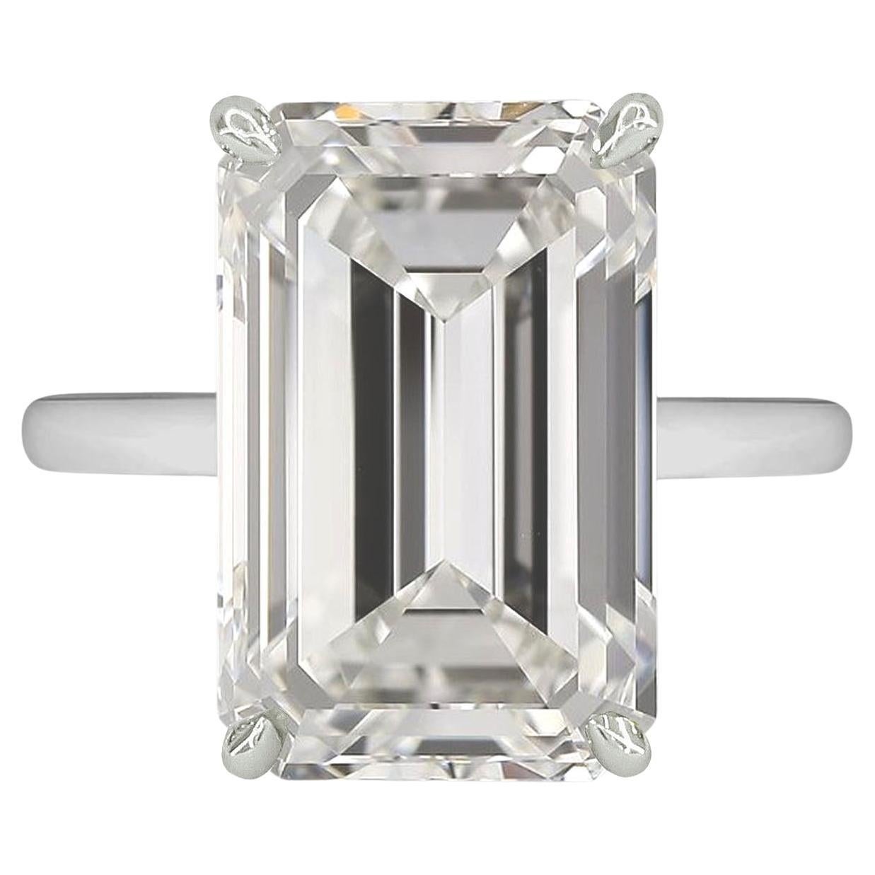 GIA Certified 7 Carat Emerald Cut Diamond VS1 Clarity Solitaire Ring