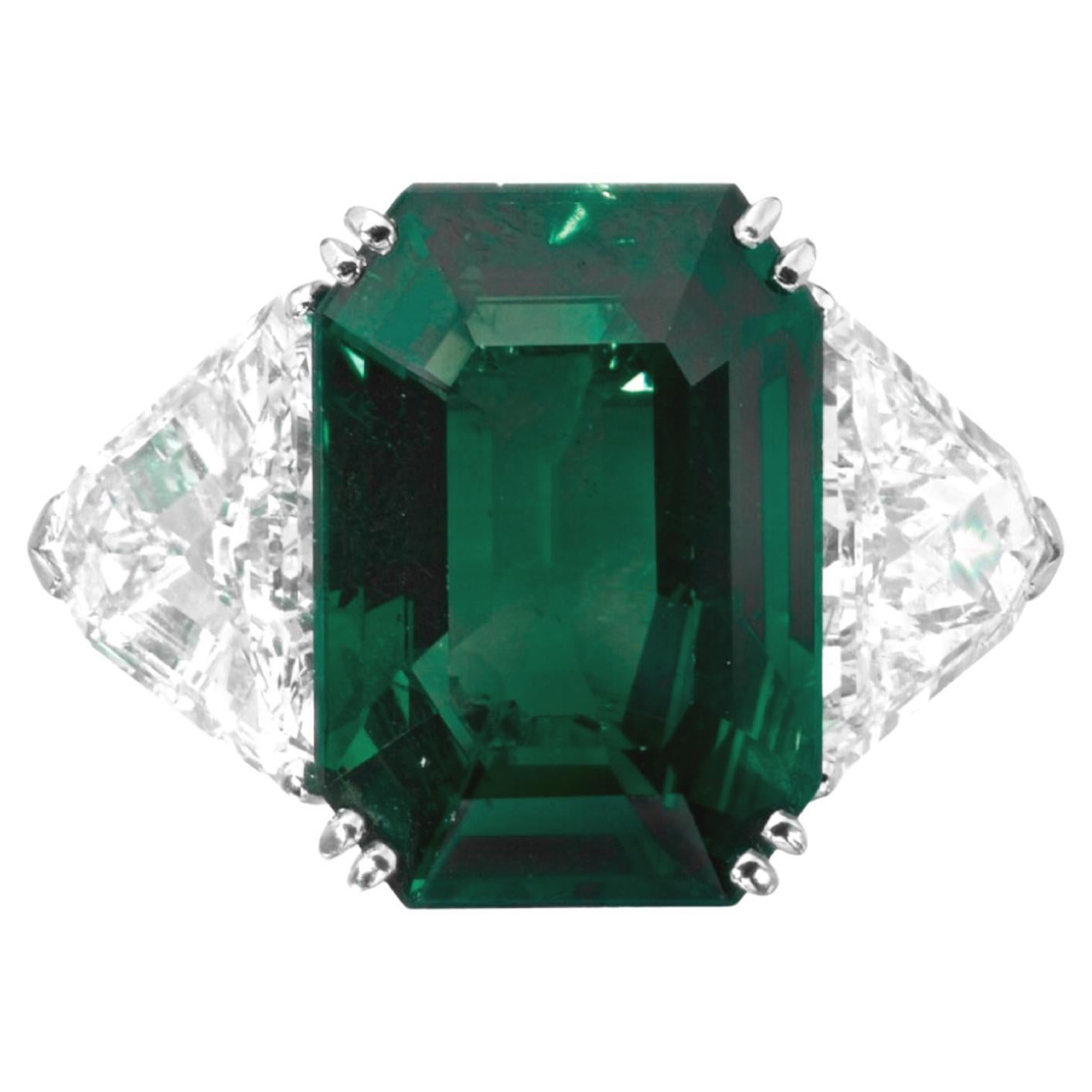 GIA Certified  7.63 Carat Intense Emerad Diamond Cocktail Ring For Sale