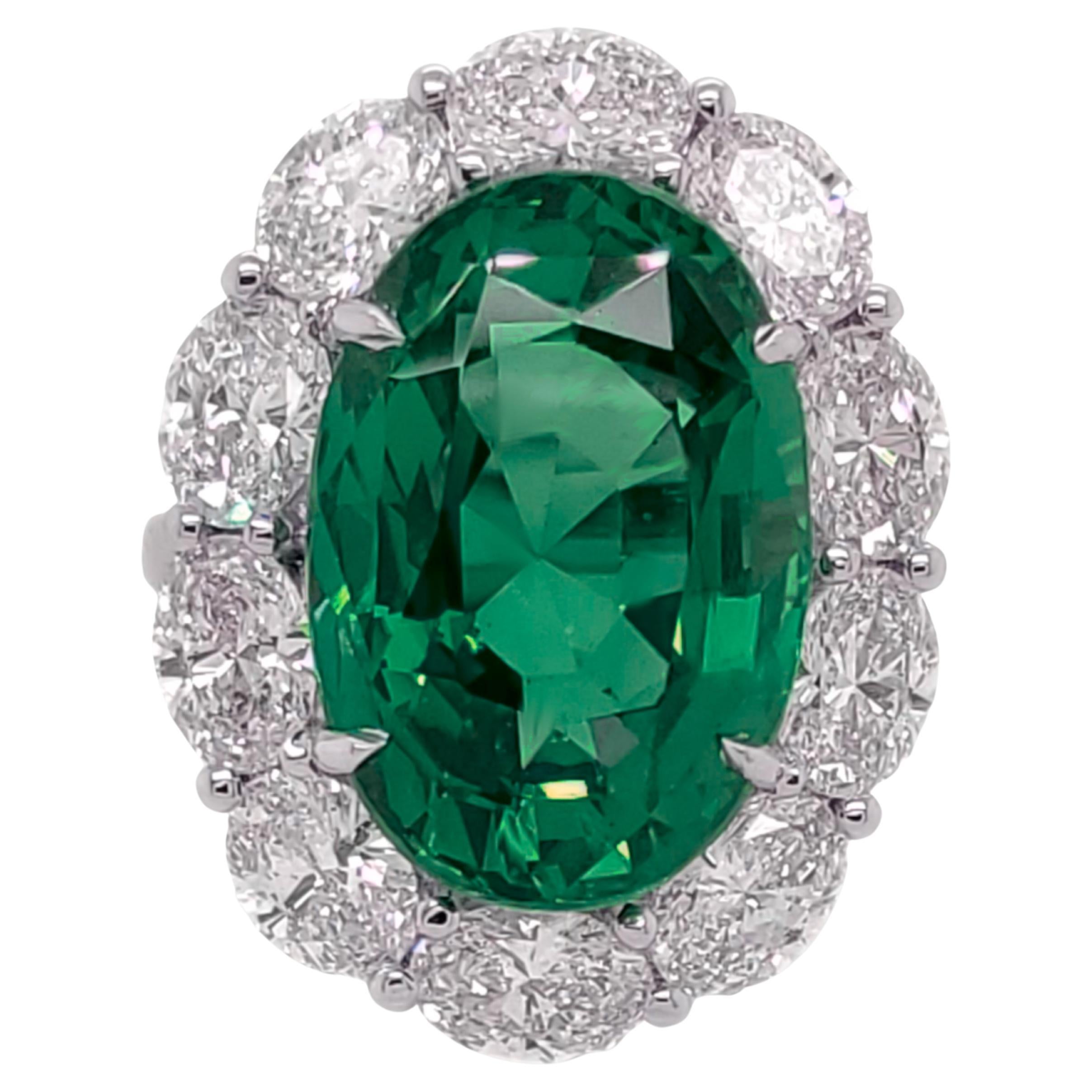 GIA-Certified 7.68 Carat Colombian Emerald Ring in Platinum with Diamond Ring