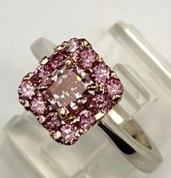 GIA Certified .76Ct Radiant Diamond Natural Fancy Intense Purplish Pink Ring