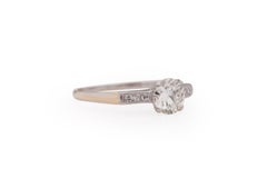 GIA Certified .77 Carat Art Deco Diamond 14 Karat YG & Plat Engagement Ring