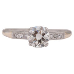 GIA Certified .77 Carat Art Deco Diamond 14 Karat YG & Plat Engagement Ring