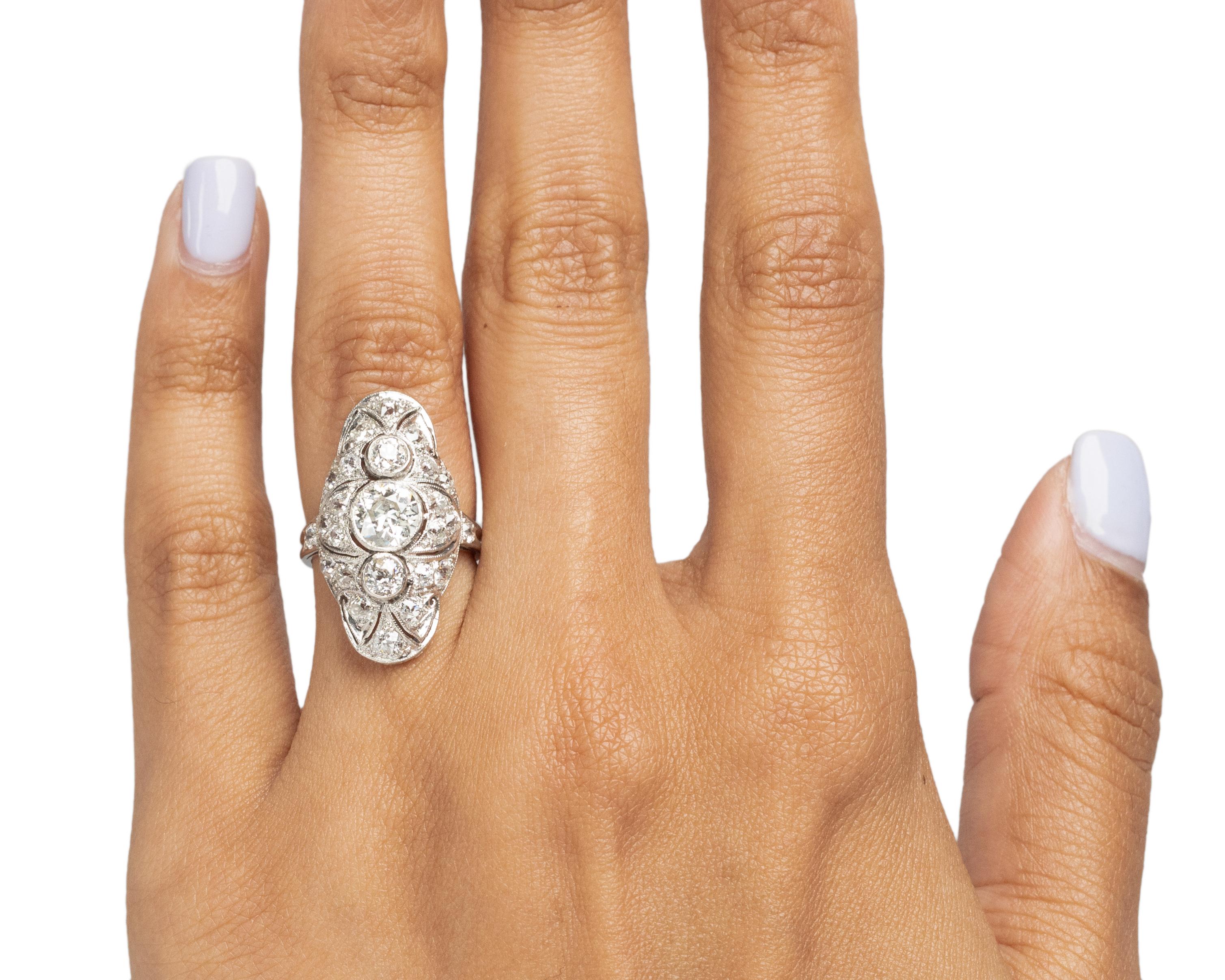 GIA Certified .77 Carat Art Deco Diamond Platinum Engagement Ring In Good Condition For Sale In Atlanta, GA