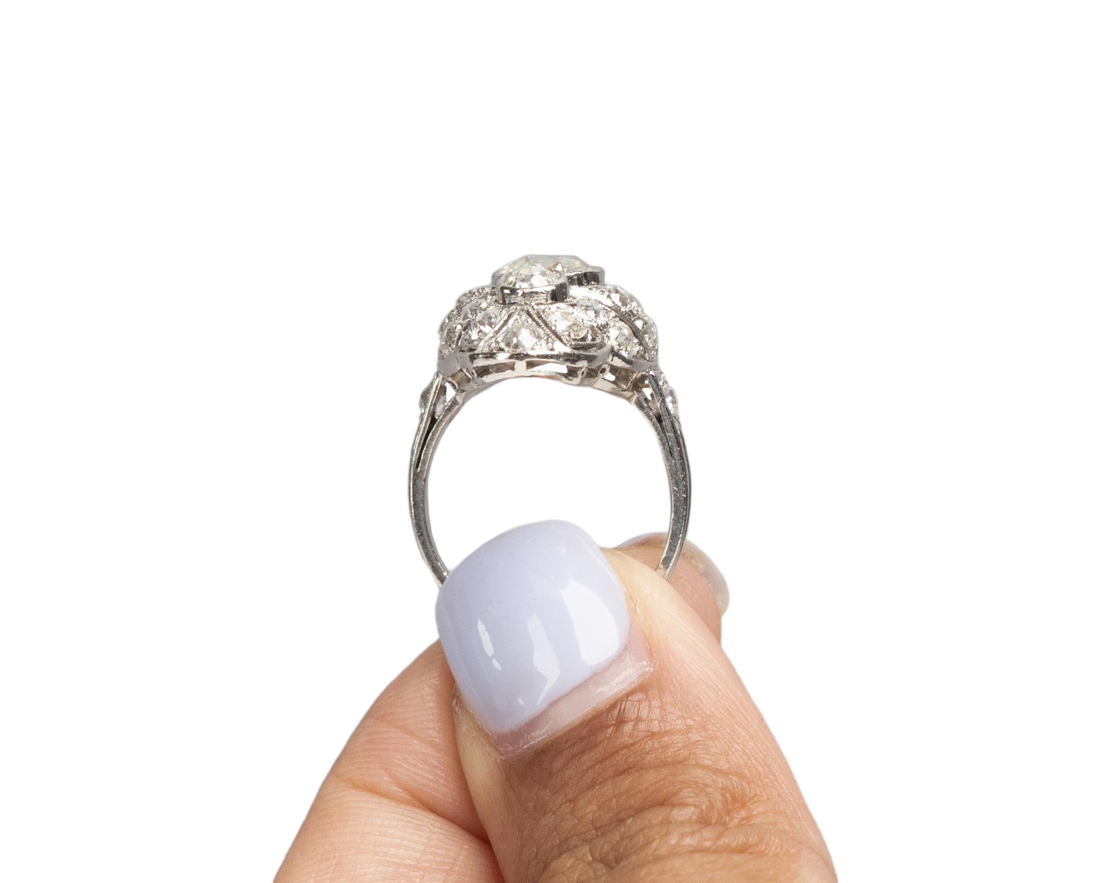 GIA Certified .77 Carat Art Deco Diamond Platinum Engagement Ring For Sale 1