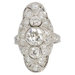 Bague de fiançailles en platine avec diamant Art déco de 77 carat certifié par le GIA