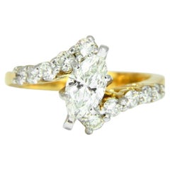 GIA Certified .77 Carat Marquise Shape Diamond Ring 14 Karat*