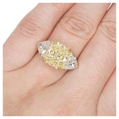 GIA Certified 7.70 Carat Emerald Cut Fancy Intense Yellow Diamond Ring 