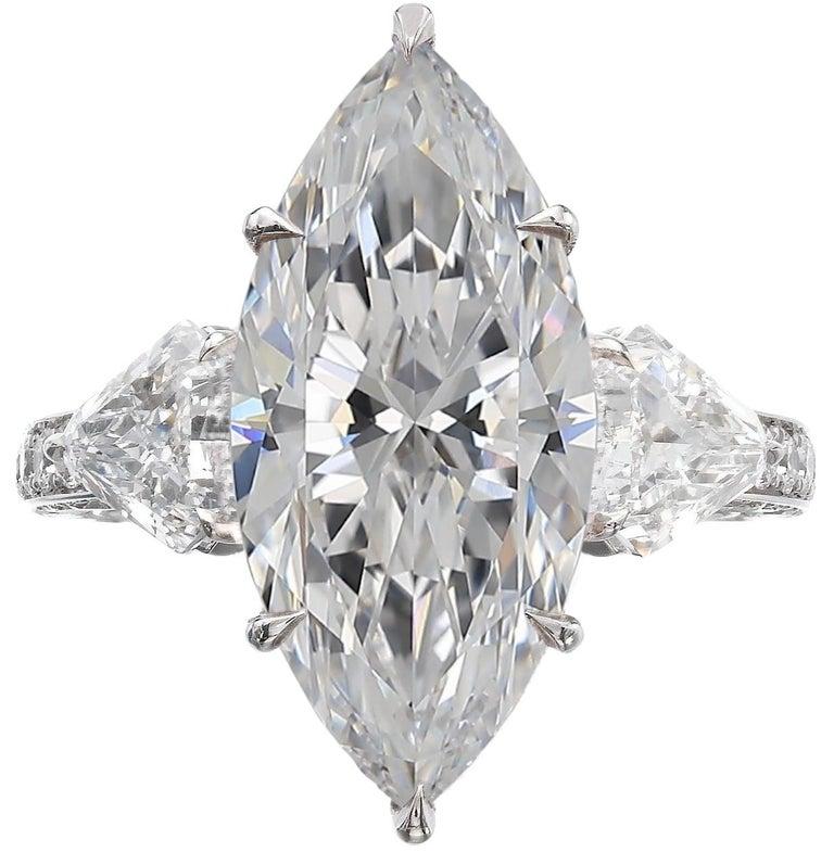 Contemporary GIA Certified 7.29 Carat Marquise Cut Diamond E Color IF Clarity in Platinum For Sale